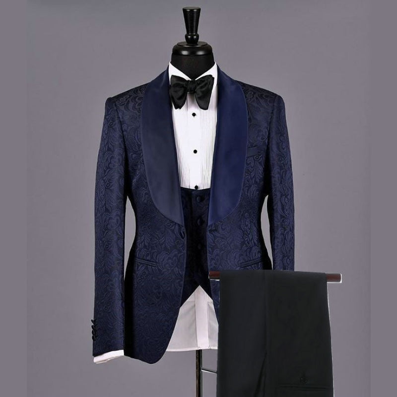 Men's 3 Pieces Shawl Lapel Blazer Pants Vest Tuxedos Wedding Suits  -  GeraldBlack.com