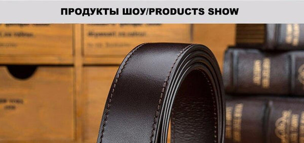 100% Solid Cowhide Leather Smooth Surface Automatic Style Belts Only for Men 35mm Width Without - SolaceConnect.com