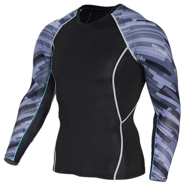 Men's 3D Print Long Sleeves Skin Tight Thermal Compression Fitness T-Shirt - SolaceConnect.com