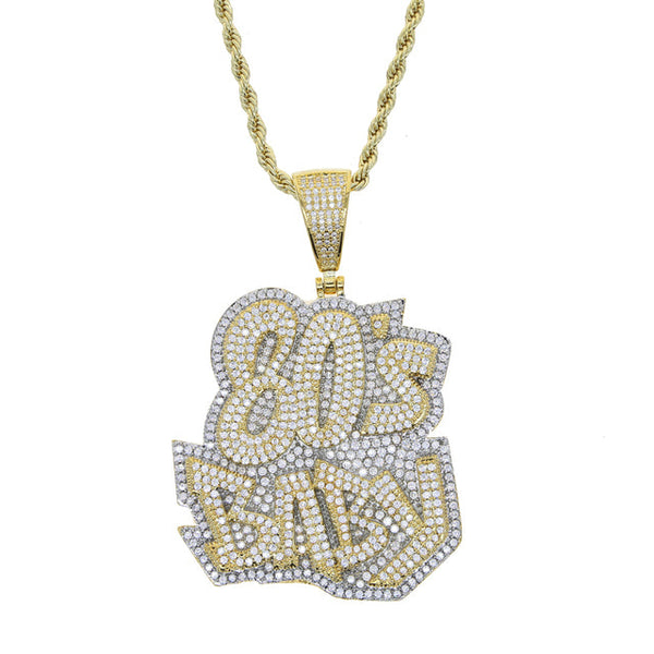 Men's 3D Shaped Micro Pave CZ Iced Out Bling Baby Letter Necklace  -  GeraldBlack.com