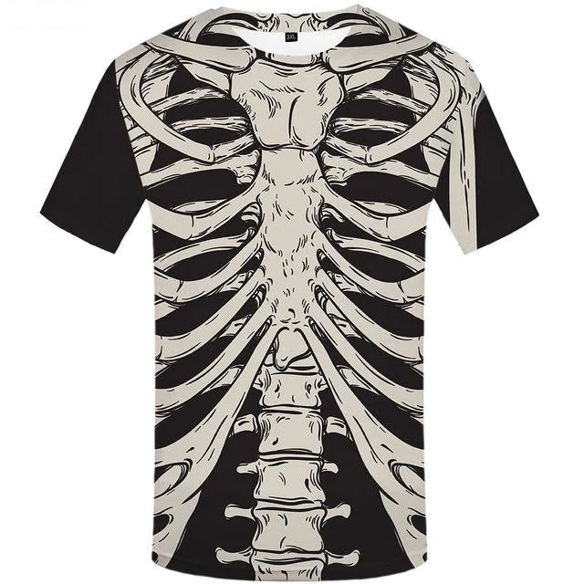 Men's 3D Skull Print Funny Flower Hip Hop T-Shirts with O-Neck - SolaceConnect.com