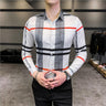 Men's 47-54kg White Luxury Print Clothing Designer Long Sleeve Shirt  -  GeraldBlack.com