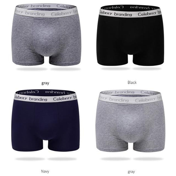 Men's 4Pcs\Lot Soft Cotton Solid Boxers Shorts Underwear Plus Size - SolaceConnect.com
