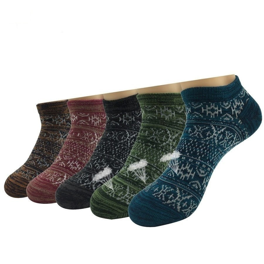 Men's 5 Pairs Lot Casual Cotton Colorful Harajuku Style Ankle Socks  -  GeraldBlack.com