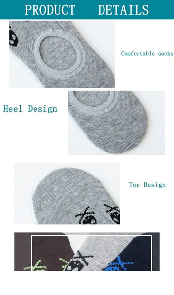 Men's 5 Pairs Lot Casual Cotton Skull Head Pattern Design Ankle Socks  -  GeraldBlack.com