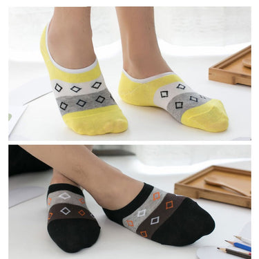 Men's 5 Pairs Lot Cotton Combed Design No Show Casual Ankle Socks  -  GeraldBlack.com