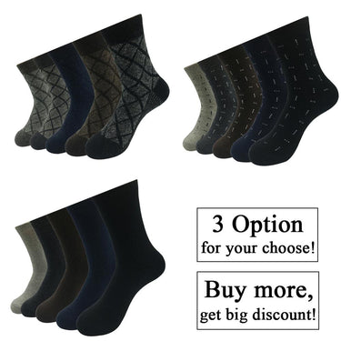 Men's 5 Pairs Lot Wool Cashmere Rhombus Pattern Casual Winter Socks  -  GeraldBlack.com