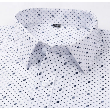Men's 65-02 Classic Long Sleeve Print striped Basic Dress Shirts Single Patch Pocket 65% Cotton Business Standard-fit Office Shirt  -  GeraldBlack.com