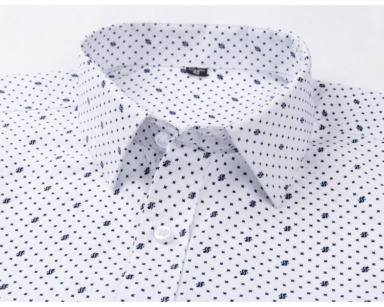 Men's 65-06 Classic Long Sleeve Print striped Basic Dress Shirts Single Patch Pocket 65% Cotton Business Standard-fit Office Shirt  -  GeraldBlack.com