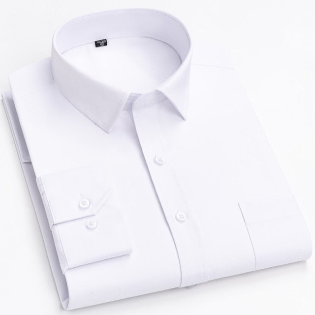 Men's 65-28 Classic Long Sleeve Print striped Basic Dress Shirts Single Patch Pocket 65% Cotton  -  GeraldBlack.com