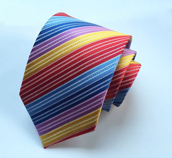 Men's 8 Cm Novelty Polyester Rainbow Holiday Party Striped Necktie  -  GeraldBlack.com