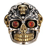 Men's 925 Sterling Silver Punk Red Cubic Zirconia Gothic Skull Silver Ring  -  GeraldBlack.com