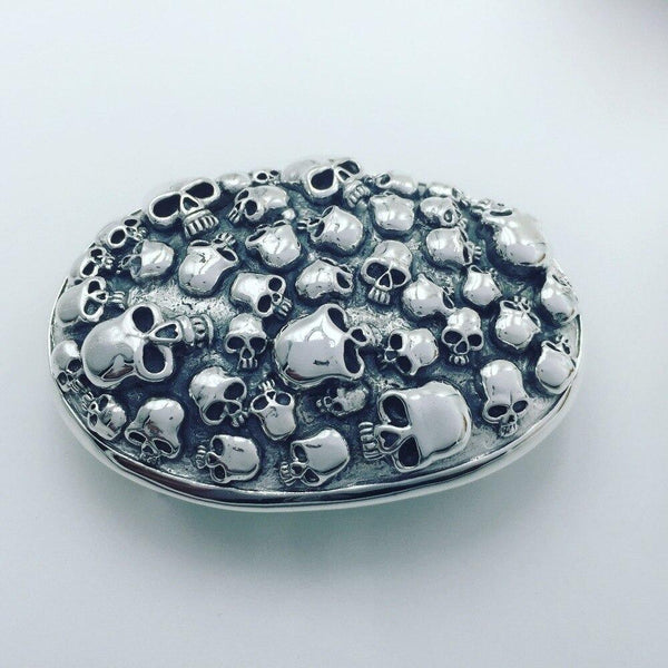 925 Sterling Silver skull men's belt buckle buckles jewelry DIY accessory A1446 - SolaceConnect.com