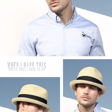 Men's Adult Casual Sunshade Leisure Straw Panama Paper Grass Cap Summer Hat - SolaceConnect.com
