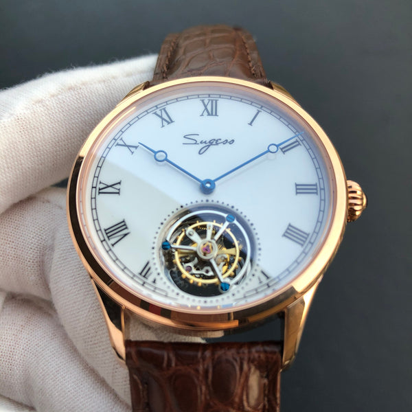Men's Alligator Pattern Leather Sapphire Seagull Tourbillon Mechanical Watches - SolaceConnect.com