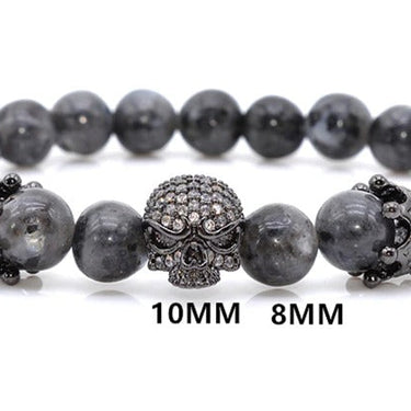 Men's &amp; Women's Micro Pave CZ Beads Skull Design Stone Bracelet  -  GeraldBlack.com