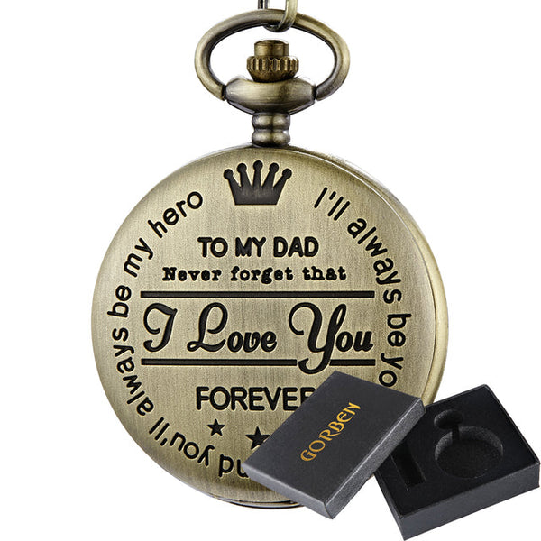 Men's Antique Unique To My Dad I Love You Black Quartz Pocket Watch  -  GeraldBlack.com
