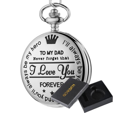 Men's Antique Unique To My Dad I Love You Black Quartz Pocket Watch  -  GeraldBlack.com