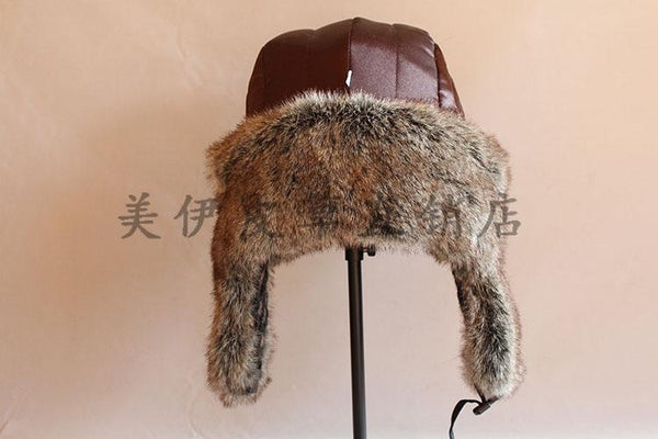 Men's Artificial Nylon Rabbit Fur Windproof Ushanka Bomber Hats - SolaceConnect.com