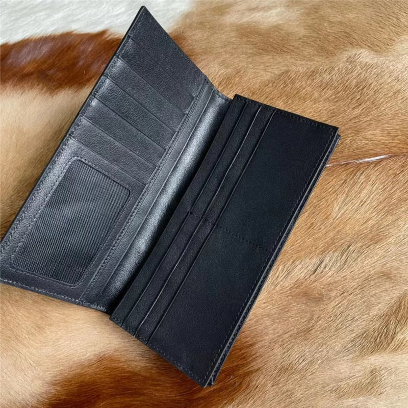 Men's Authentic Black Color Alligator Pattern Genuine Leather Long Wallet  -  GeraldBlack.com
