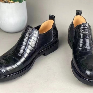 Men's Authentic Crocodile Belly Skin Round Toe Business Derby Shoes  -  GeraldBlack.com