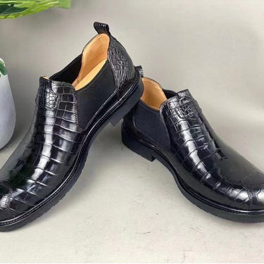 Men's Authentic Crocodile Belly Skin Round Toe Business Derby Shoes  -  GeraldBlack.com