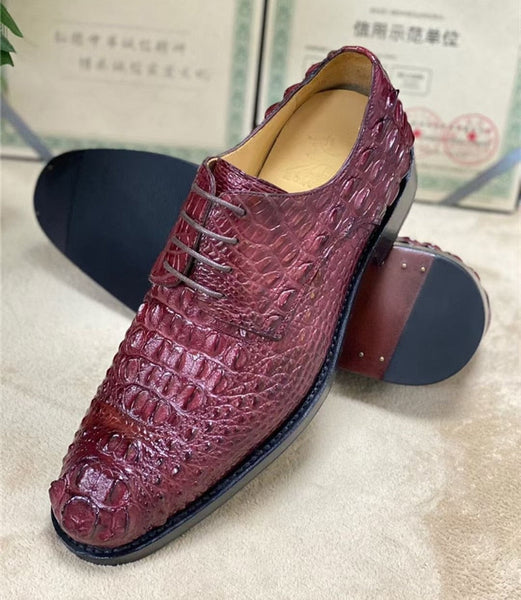 Men's Authentic Crocodile Skin Lace-up Hand Stitched Oxfords Shoes  -  GeraldBlack.com
