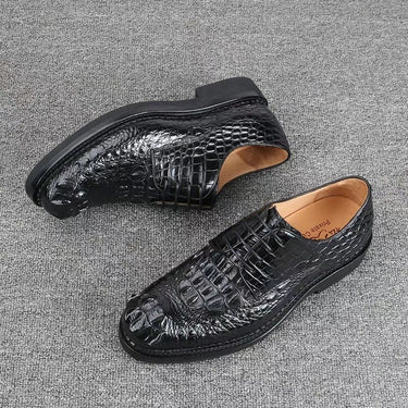 Men's Authentic Crocodile Skin Round Toe Chic Derby Dress Shoes  -  GeraldBlack.com