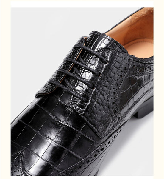 Men's Authentic Crocodile Skin Round Toe Office Businessmen shoes  -  GeraldBlack.com