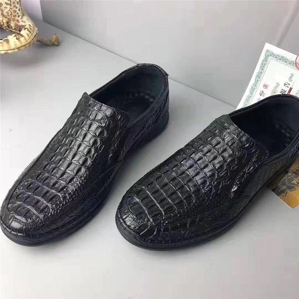 Men's Authentic Crocodile Skin Soft Casual Moccasins Walking Shoes  -  GeraldBlack.com