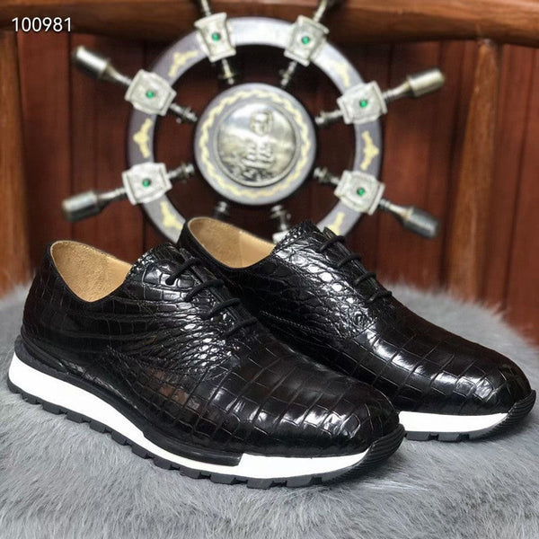 Men's Authentic Exotic Crocodile Skin Lace-up Casual Derby Shoes  -  GeraldBlack.com