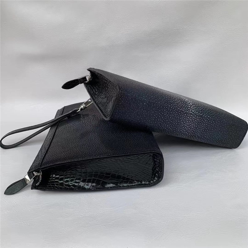 Men's Authentic Genuine Stingray Leather Zipper Closure Wristlets Bag  -  GeraldBlack.com