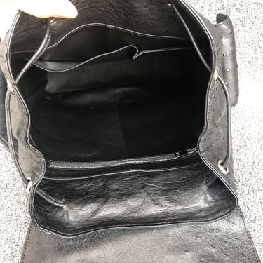Men's Authentic Ostrich Skin Closure Black Travel Large Backpacks  -  GeraldBlack.com