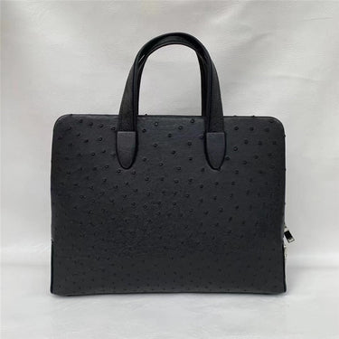 Men's Authentic Ostrich Skin Passcode Zipper Closure Briefcase Handbag  -  GeraldBlack.com
