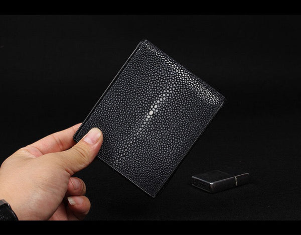 Men's Authentic Real True Stingray Leather Card Holder Short Wallet  -  GeraldBlack.com