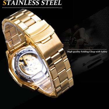 Men's Automatic Mechanical Hollow Dial Stainless Steel Strap Wristwatch  -  GeraldBlack.com