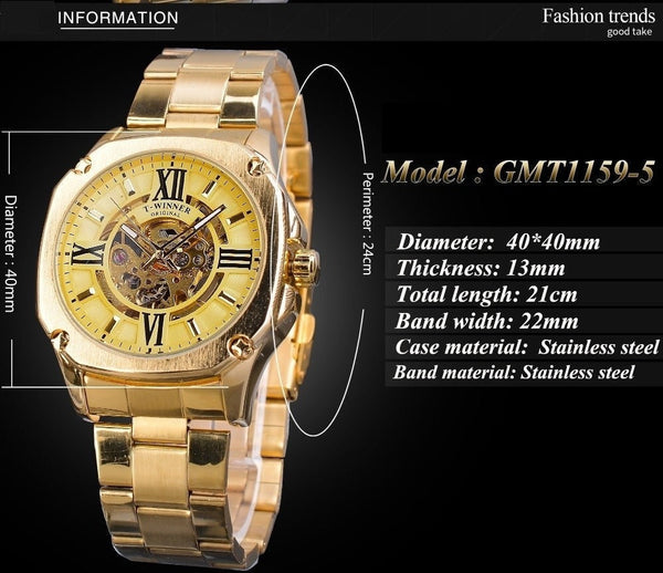 Men's Automatic Mechanical Hollow Dial Stainless Steel Strap Wristwatch  -  GeraldBlack.com