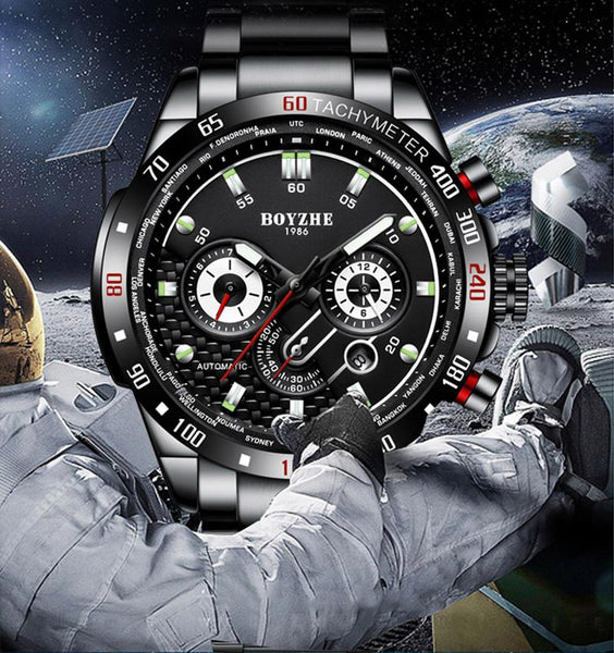 Men's Automatic Military Sport Mechanical Chronograph Water Resistant Watch - SolaceConnect.com
