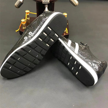 Men's Autumn Authentic Crocodile Skin Cross-tied Casual Sneakers  -  GeraldBlack.com