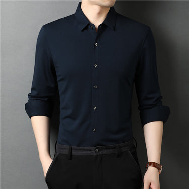 Men's Autumn Casual Modal Silk Smooth Business Long Sleeve Shirt  -  GeraldBlack.com