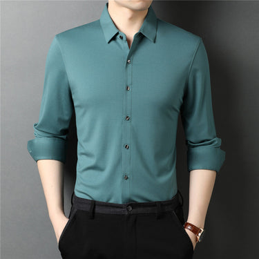 Men's Autumn Casual Modal Silk Smooth Business Long Sleeve Shirt  -  GeraldBlack.com