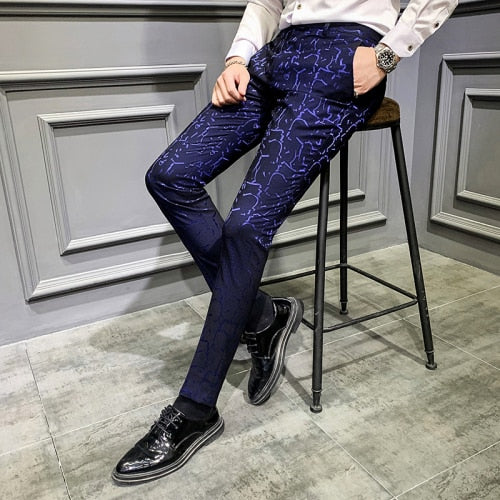 Men's Autumn Classic Cotton Jacquard Slim Business Casual Formal Pants  -  GeraldBlack.com