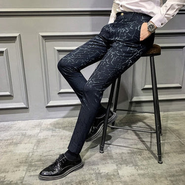 Men's Autumn Classic Cotton Jacquard Slim Business Casual Formal Pants  -  GeraldBlack.com
