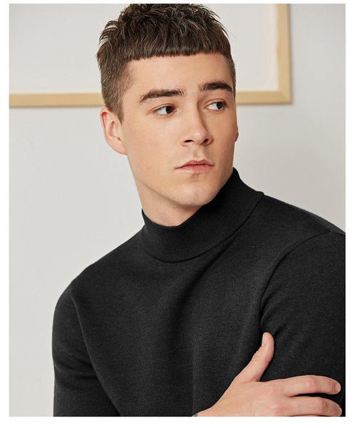 Men's Autumn Cotton Knitted Slim Pullover Turtleneck Sweaters - SolaceConnect.com