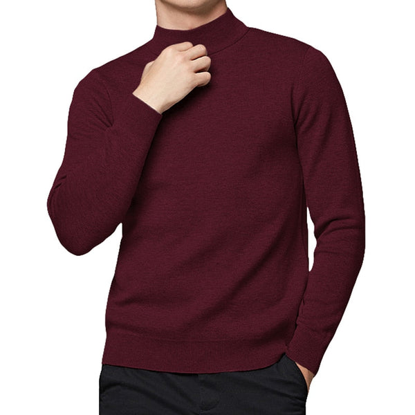 Men's Autumn Cotton Knitted Slim Pullover Turtleneck Sweaters  -  GeraldBlack.com