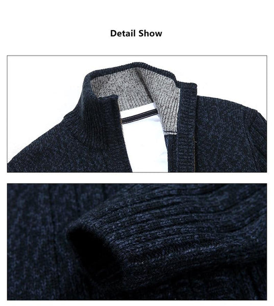Men's Autumn Winter Casual Warm Thick Zipper Cardigan Sweaters - SolaceConnect.com