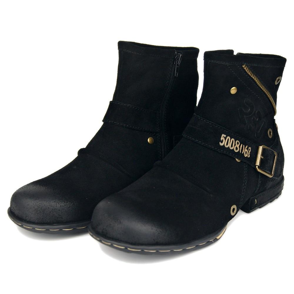 Men's Autumn Winter Genuine Suede Cow Leather High Top Ankle Boots  -  GeraldBlack.com