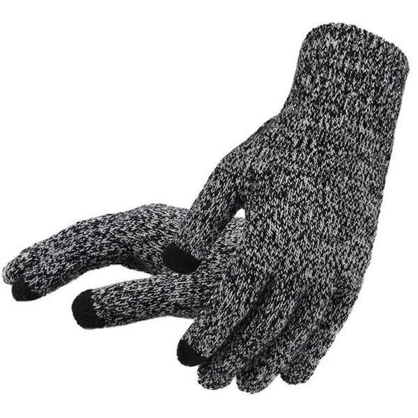 Men's Autumn Winter Thicken Cashmere Wool Knitted Solid Touch Screen Gloves - SolaceConnect.com