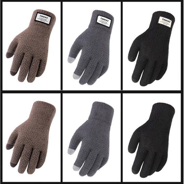 Men's Autumn Winter Thicken Cashmere Wool Knitted Solid Touch Screen Gloves  -  GeraldBlack.com