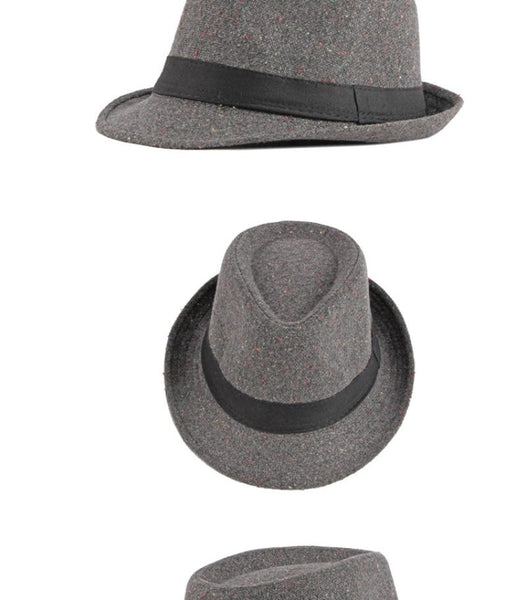 Men's Autumn Winter Vintage Fedoras Casual Trilby Derby Hat - SolaceConnect.com